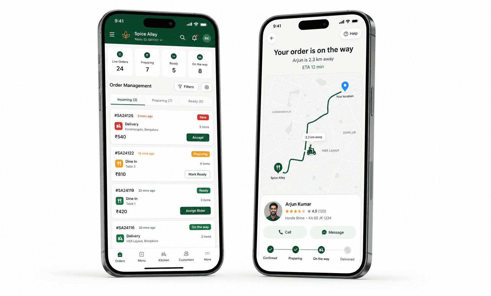 Restrivo delivery board and rider tracking