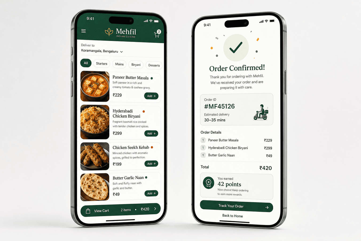 Direct ordering phone screens