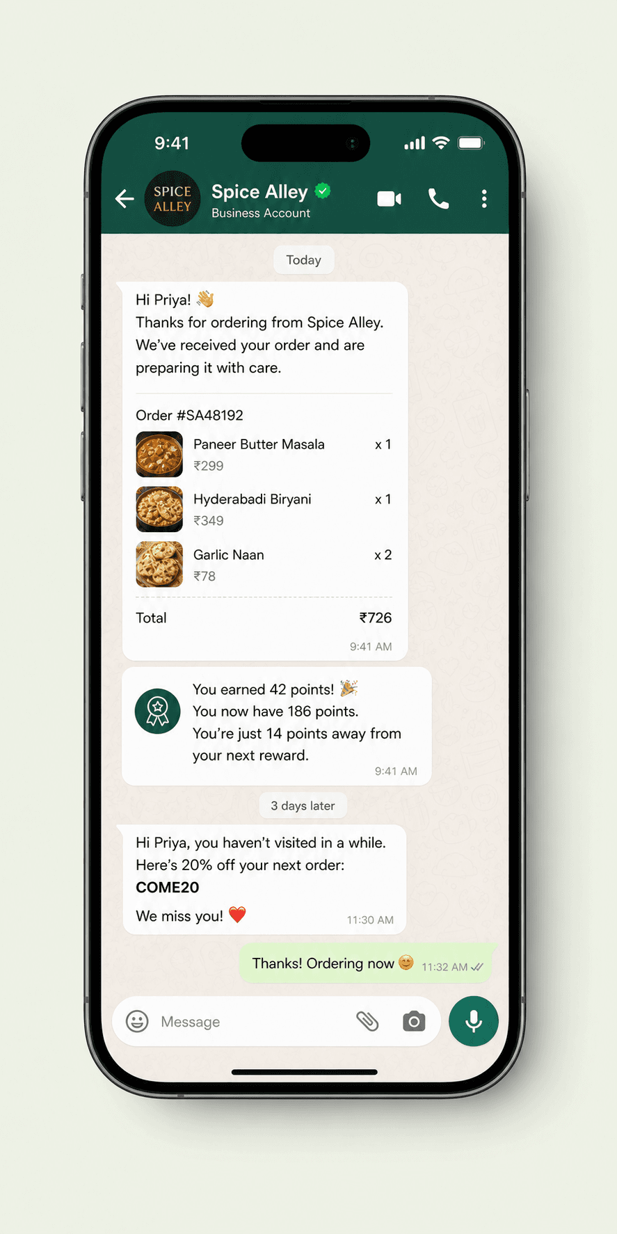 WhatsApp retention flow preview